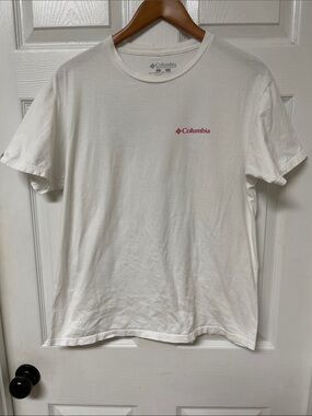 Columbia White Short-Sleeve Tee with Flag Back Large